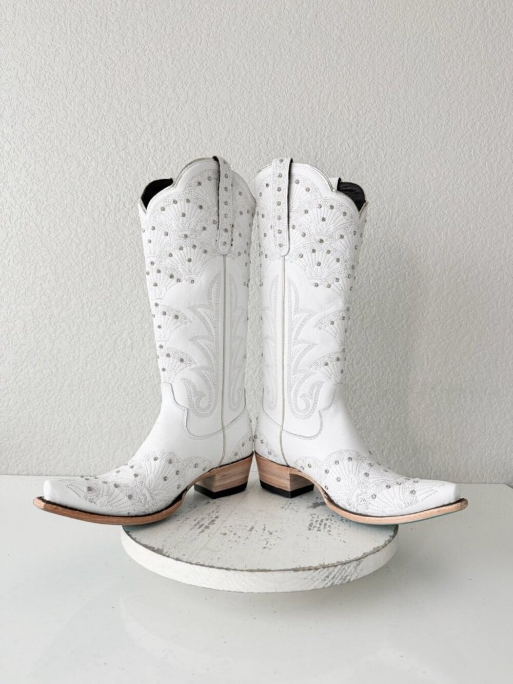 Lane Boots Calypso White Snip Toe Tall Cowboy Boots Western Cowgirl Size 8.5 - Picture 10 of 12